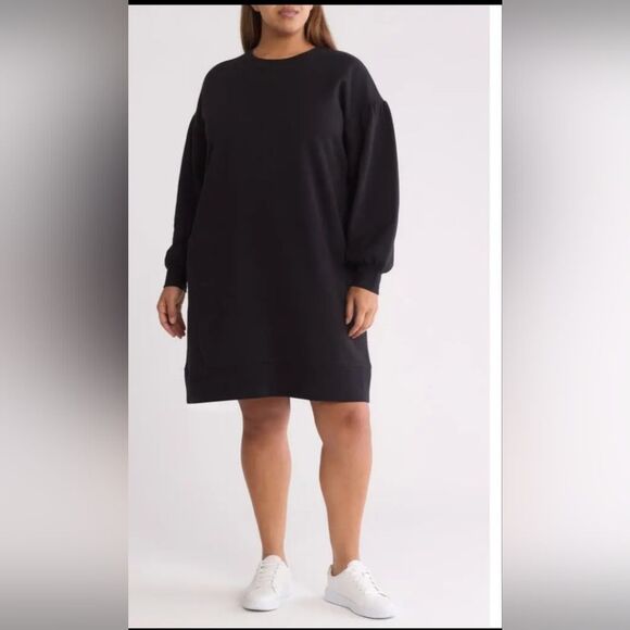 Caslon Crewneck Sweatshirt Dress NWOT Size 2X Black - Picture 1 of 5